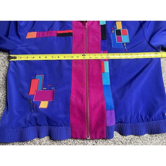 Vintage Peter Popovitch Jacket Bold Bright Print Zip Front 80s Size XL - Picture 6 of 6
